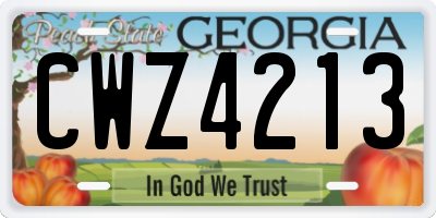 GA license plate CWZ4213