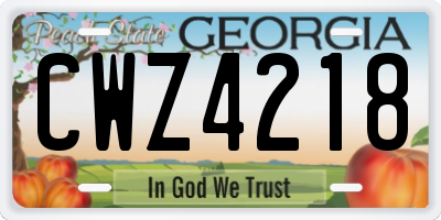 GA license plate CWZ4218