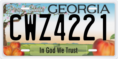 GA license plate CWZ4221