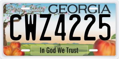 GA license plate CWZ4225