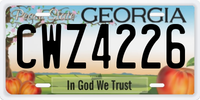 GA license plate CWZ4226