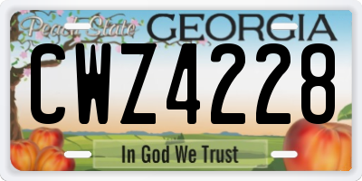 GA license plate CWZ4228