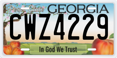 GA license plate CWZ4229