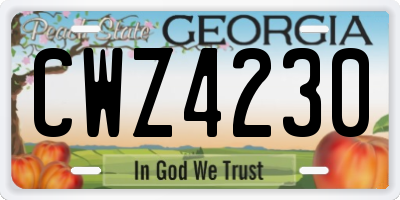 GA license plate CWZ4230