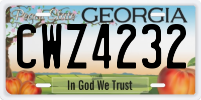 GA license plate CWZ4232