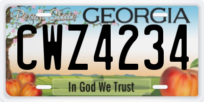 GA license plate CWZ4234