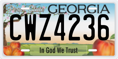 GA license plate CWZ4236