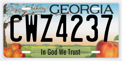 GA license plate CWZ4237