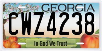 GA license plate CWZ4238