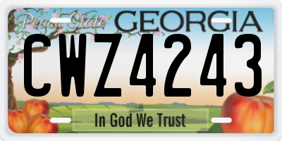GA license plate CWZ4243