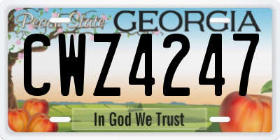 GA license plate CWZ4247