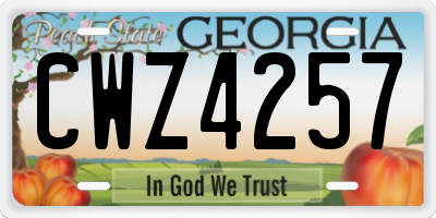 GA license plate CWZ4257