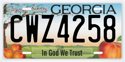 GA license plate CWZ4258