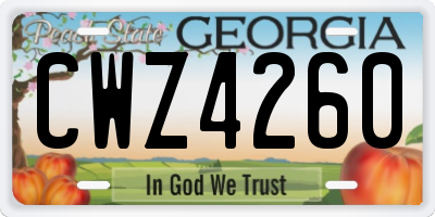 GA license plate CWZ4260