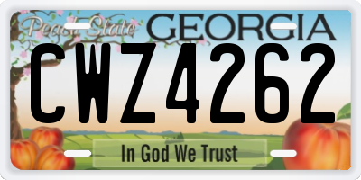 GA license plate CWZ4262