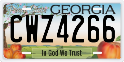 GA license plate CWZ4266