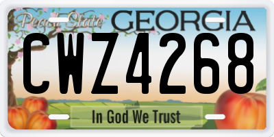 GA license plate CWZ4268