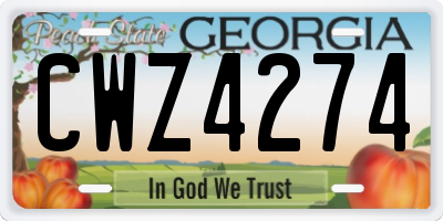 GA license plate CWZ4274