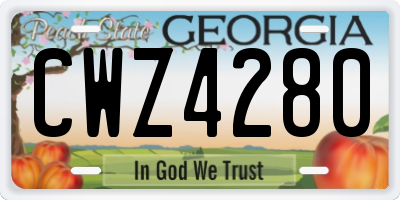 GA license plate CWZ4280