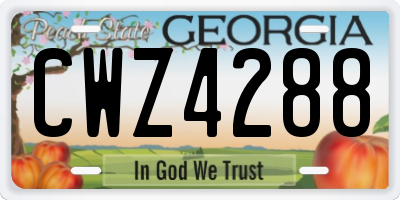 GA license plate CWZ4288