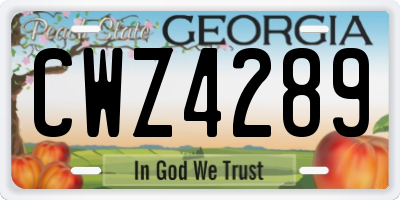 GA license plate CWZ4289