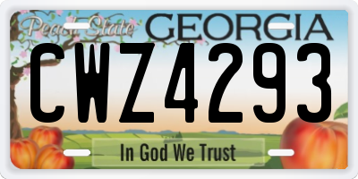 GA license plate CWZ4293