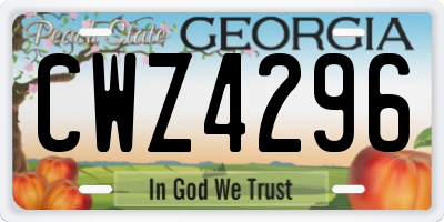 GA license plate CWZ4296