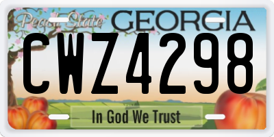 GA license plate CWZ4298
