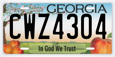 GA license plate CWZ4304