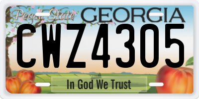 GA license plate CWZ4305