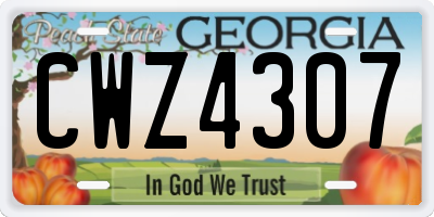 GA license plate CWZ4307