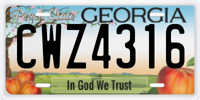 GA license plate CWZ4316