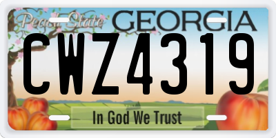 GA license plate CWZ4319