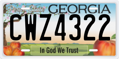 GA license plate CWZ4322