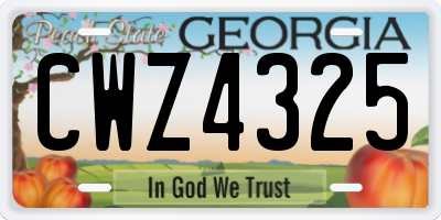 GA license plate CWZ4325