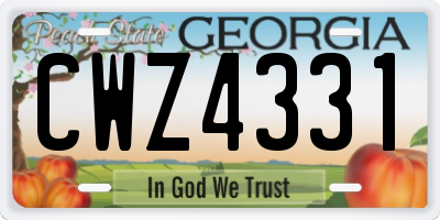 GA license plate CWZ4331