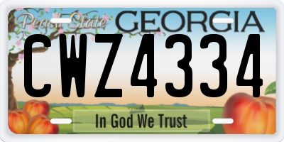 GA license plate CWZ4334