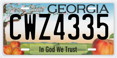 GA license plate CWZ4335