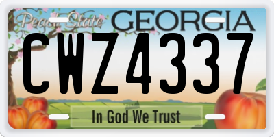 GA license plate CWZ4337