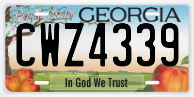 GA license plate CWZ4339