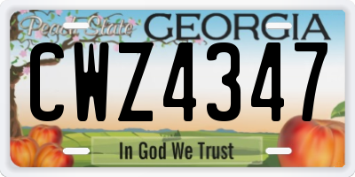 GA license plate CWZ4347