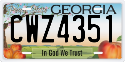 GA license plate CWZ4351