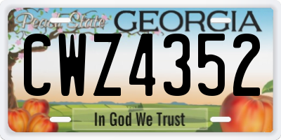 GA license plate CWZ4352