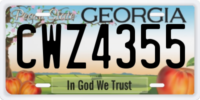 GA license plate CWZ4355
