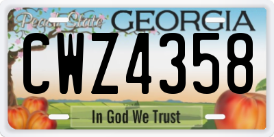 GA license plate CWZ4358