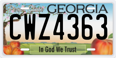 GA license plate CWZ4363