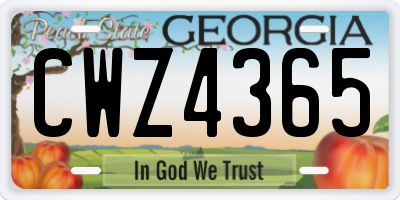 GA license plate CWZ4365