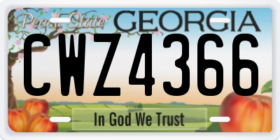 GA license plate CWZ4366