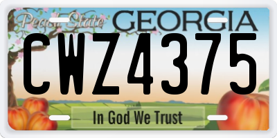 GA license plate CWZ4375