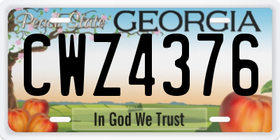 GA license plate CWZ4376